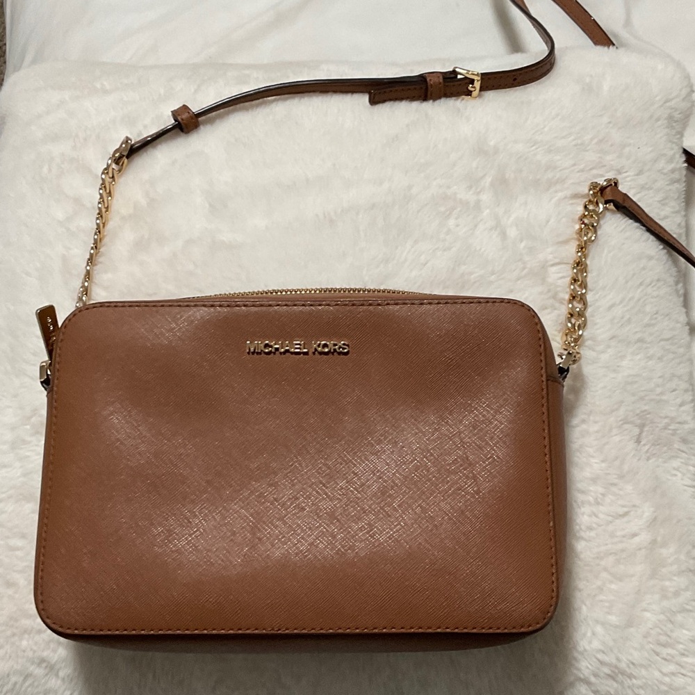 Michael Kors Tan Crossbody Bag with Gold Chain